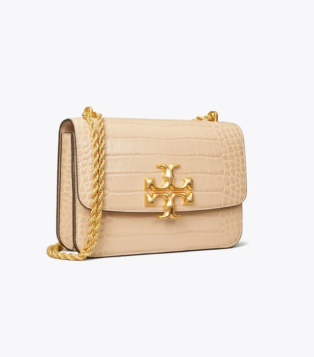 Tory Burch Small Eleanor Wood Convertible Shoulder Bag In Natural/gold