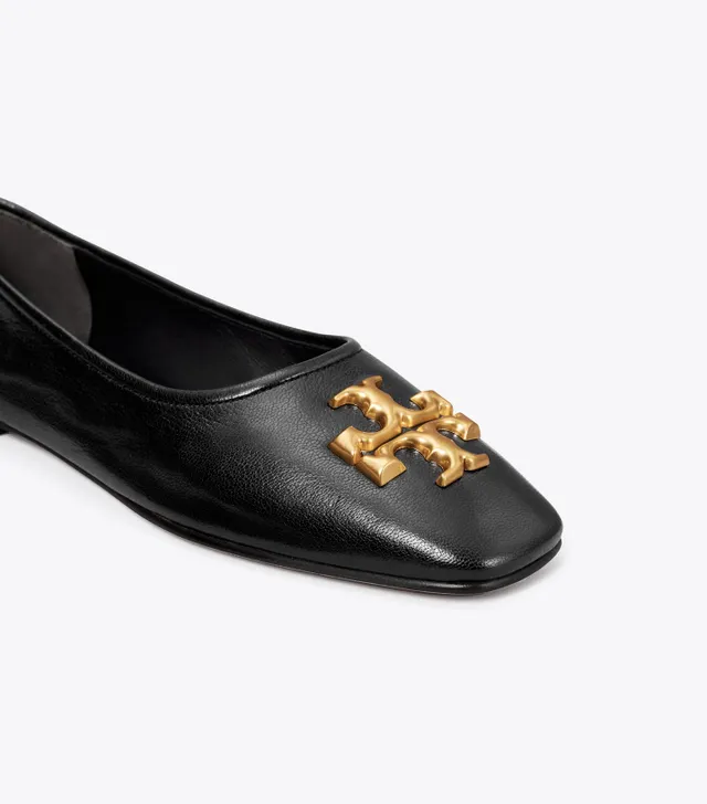 Tory Burch Women's Black Leather Eleanor Ballet Flats Shoes