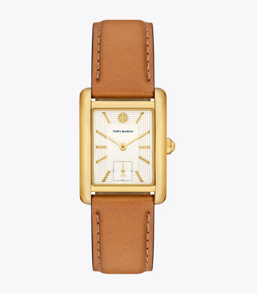 Eleanor Watch, Brown Leather/Gold-Tone Stainless Steel, 25 X 36 MM