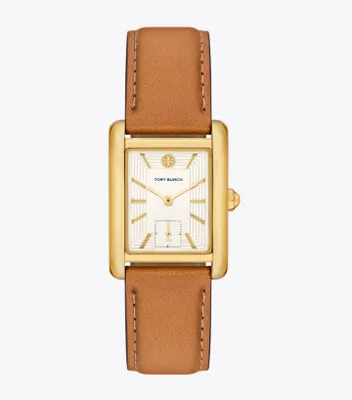 Eleanor Watch, Brown Leather/Gold-Tone Stainless Steel, 25 X 36 MM