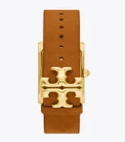 Eleanor Watch, Luggage Leather/Gold-Tone Stainless Steel, 25 x 36 MM