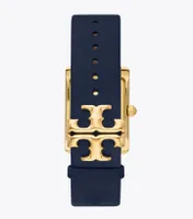 Eleanor Watch, Navy Leather/Gold-Tone Stainless Steel, 25 x 32MM 