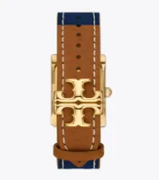 Eleanor Watch, Navy Leather/Gold-Tone Stainless Steel
