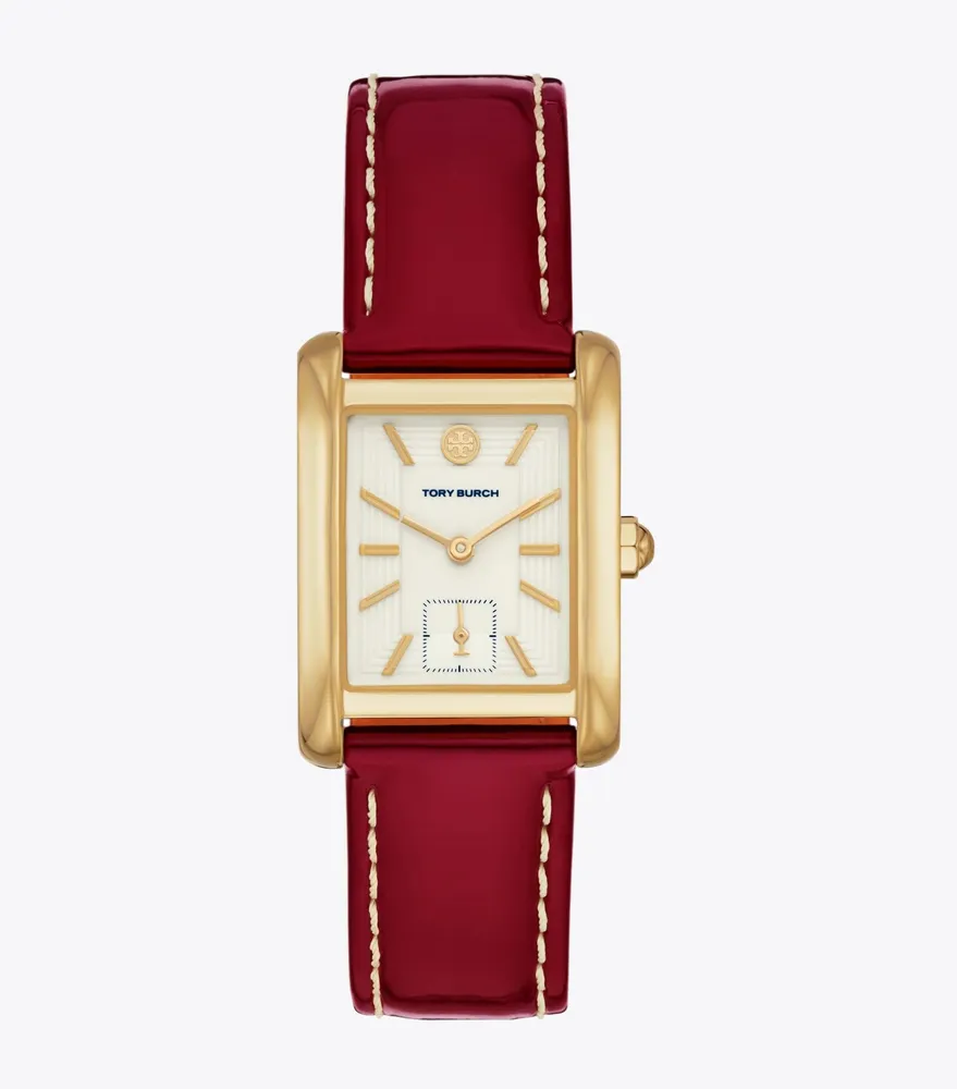 Eleanor Watch, Red Patent Leather/Gold-Tone Stainless Steel, 25 x 36MM