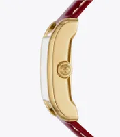 Eleanor Watch, Red Patent Leather/Gold-Tone Stainless Steel, 25 x 36MM