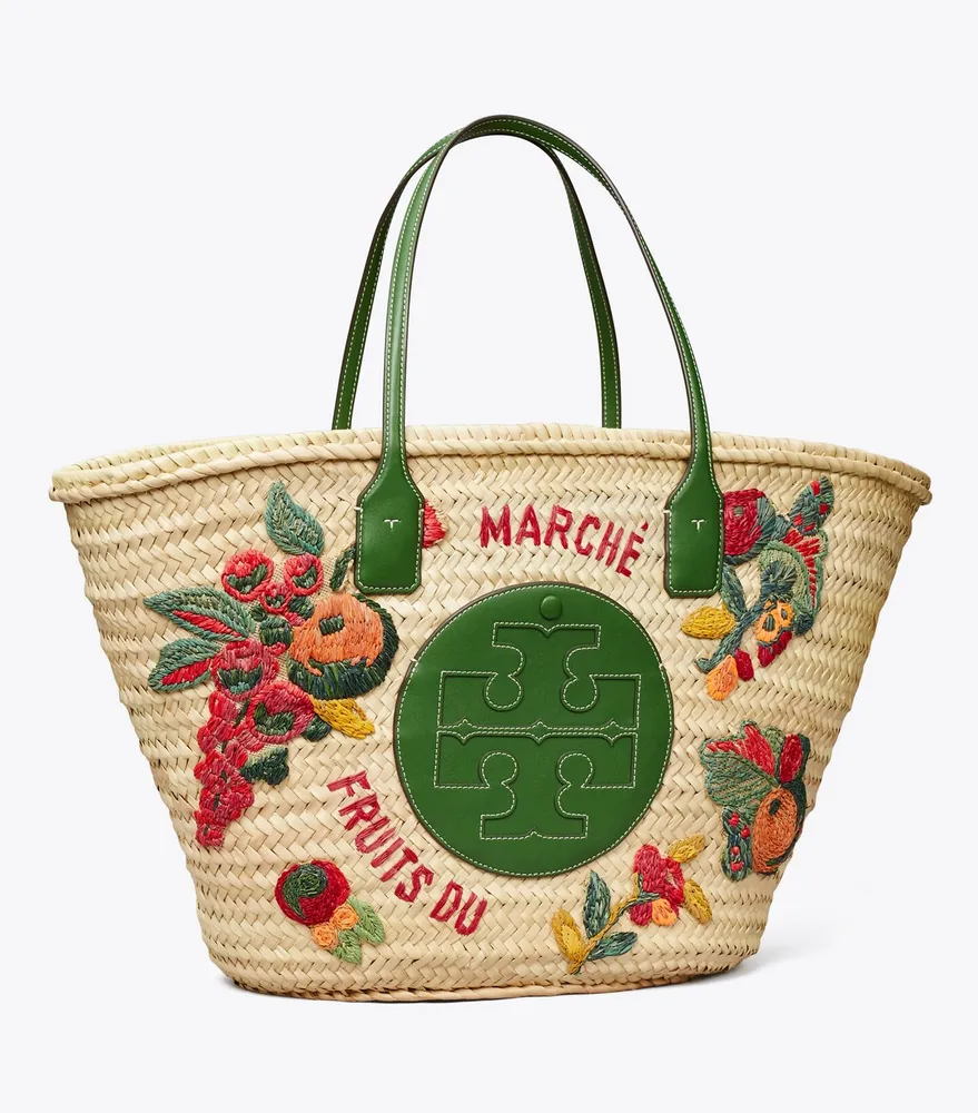 Shop Tory Burch Large Ella Straw Basket Tote