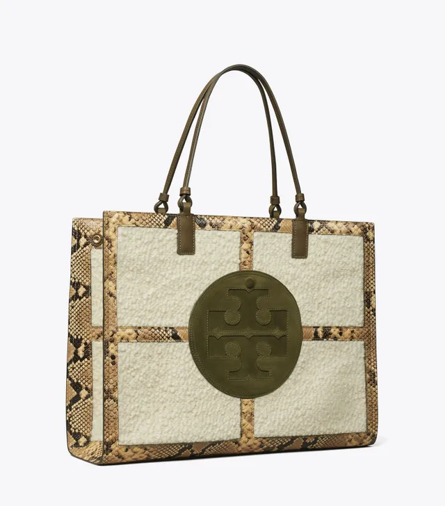 Tory Burch Ella canvas market tote natural color cotton pocket