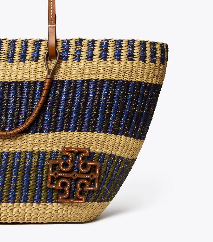 Ella Striped Straw Basket Tote