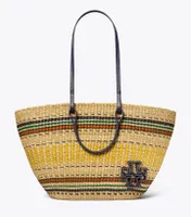 Ella Striped Straw Basket Tote