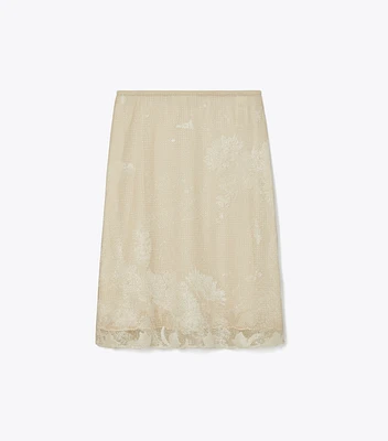 Embellished Jersey Mesh Skirt