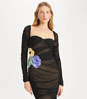 Embellished Viscose Ruched Dress