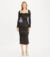 Embellished Viscose Ruched Dress