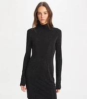 Embellished Viscose Turtleneck Dress