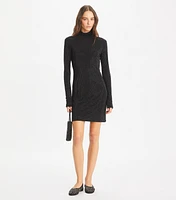 Embellished Viscose Turtleneck Dress