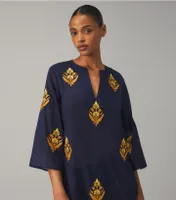 Embroidered Cotton Voile Caftan