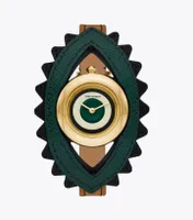 Evil Eye Bangle Watch, Luggage Leather/Green, 27 MM