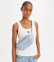 Fleming Denim-Print Suede Belt Bag