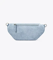 Fleming Denim-Print Suede Belt Bag