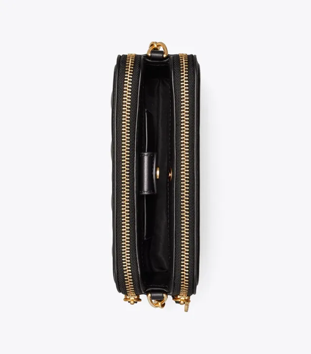 Tory Burch FLEMING DOUBLE ZIP MINI BAG - Across body bag - black