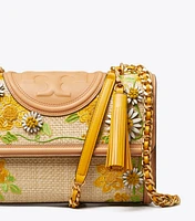 Fleming Embroidered Straw Convertible Shoulder Bag