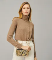 Tory Burch Fleming Snake-Print Double-Zip Mini Bag