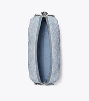 Fleming Soft Denim-Print Suede Crossbody Bag