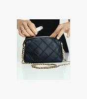 Fleming Soft Denim-Print Suede Crossbody Bag