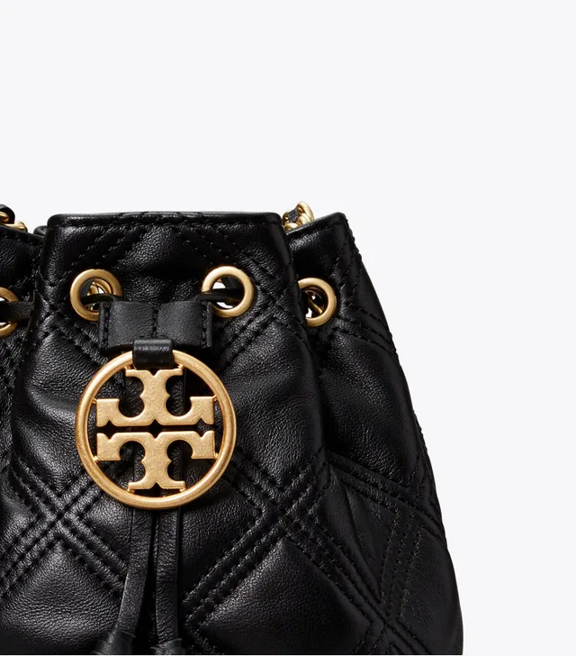 Tory Burch Fleming Mini Bucket Bag in Black