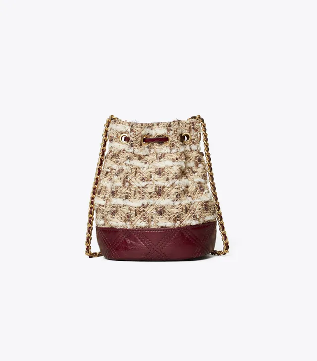 Tory Burch Fleming Soft Tweed Mini Bucket Bag - ShopStyle