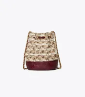 NEW Tory Burch Multi Colored Fleming Soft Mini Tweed Bucket Bag