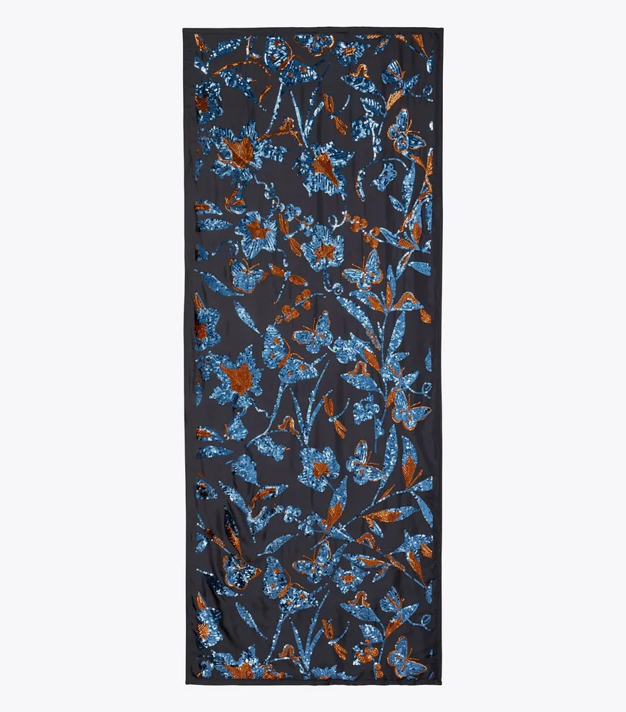 Floral Embellished Oblong Blanket Scarf