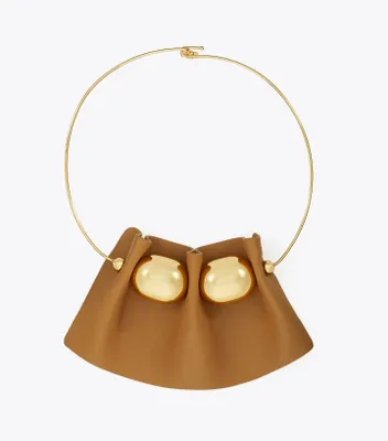 Fluted Leather Collar Necklace