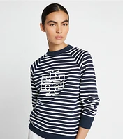 French Terry Striped Logo Crew