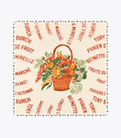 Fruit Basket Cotton Square Scarf with Trim