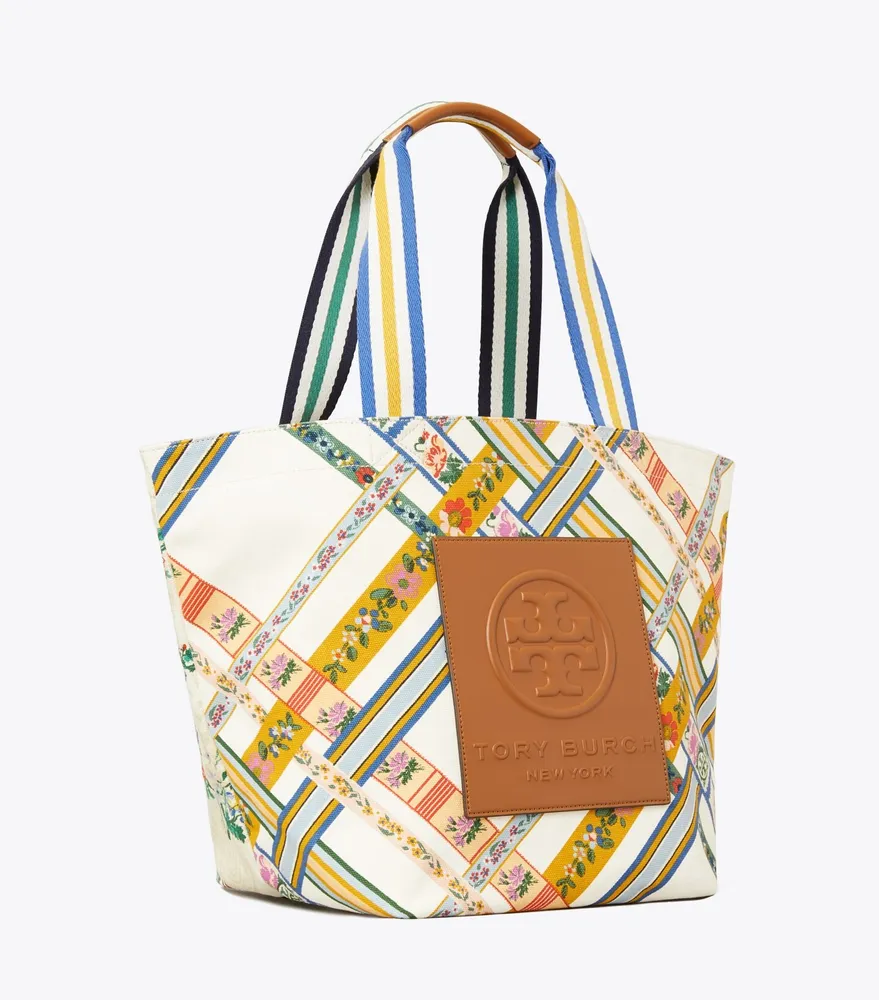 Tory Burch Gemini Link Canvas Patches Tote in White