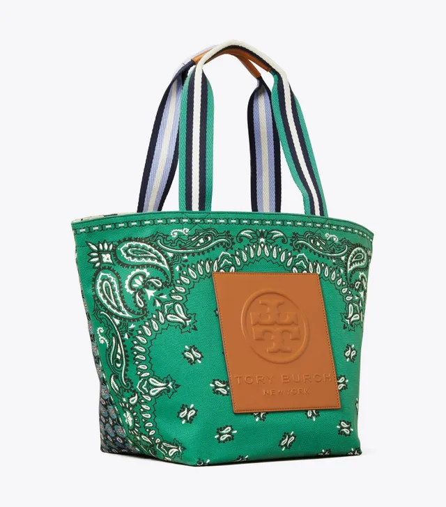 Tory Burch Gemini Link Canvas Top-Zip Tote- Gray Heron 