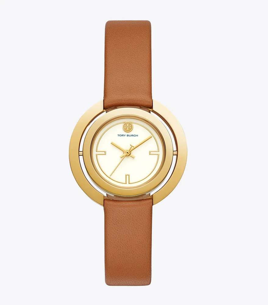 Grier Watch, Luggage Leather/Gold Tone/Ivory, 26 MM