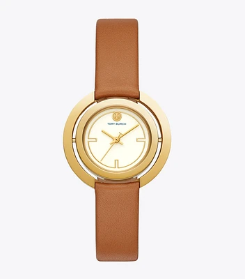 Grier Watch, Luggage Leather/Gold Tone/Ivory, 26 MM