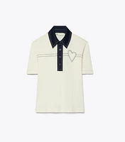 Heart Pickstitch Cotton Polo