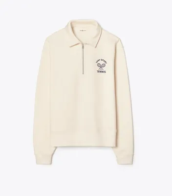Heavy French Terry Half-Zip Tennis Pullover