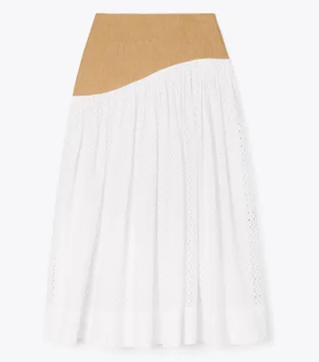 Honeycomb Eyelet Linen Burlap Skirt