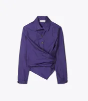 Iridescent Taffeta Wrap Shirt