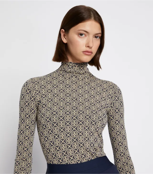 Seamless Jacquard Mock Neck Base Layer Top