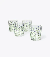 Jolie Fleur Double Old Fashioned Glass, Set Of 4