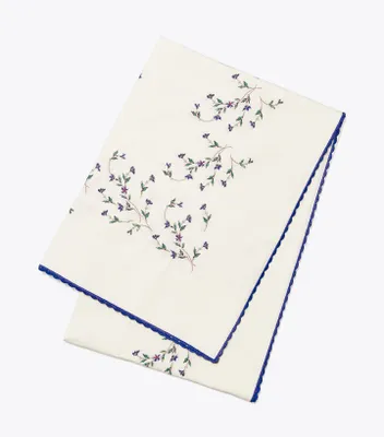 Jolie Fleur Embroidered Square Tablecloth