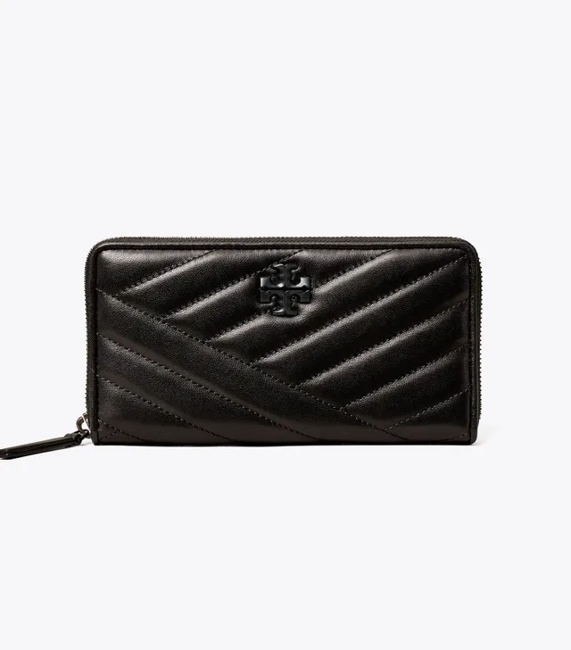 Kira Chevron Powder-Coated Zip Continental Wallet