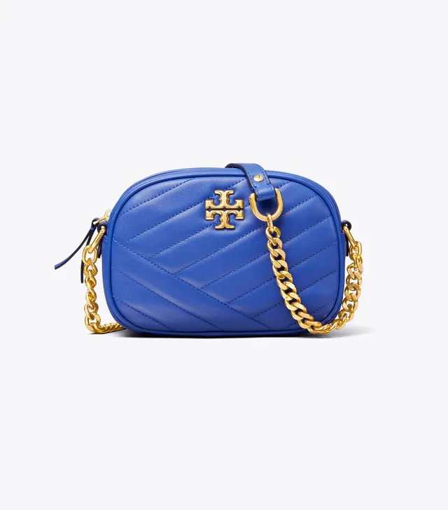 Tory Burch, Bags, Tory Burch Kira Chevron Suede Powder Coated Small  Camera Bag