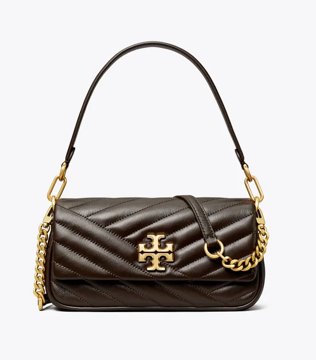 Tory Burch Kira Chevron Small Flap Shoulder Bag In Meadowsweet/rolled Gold