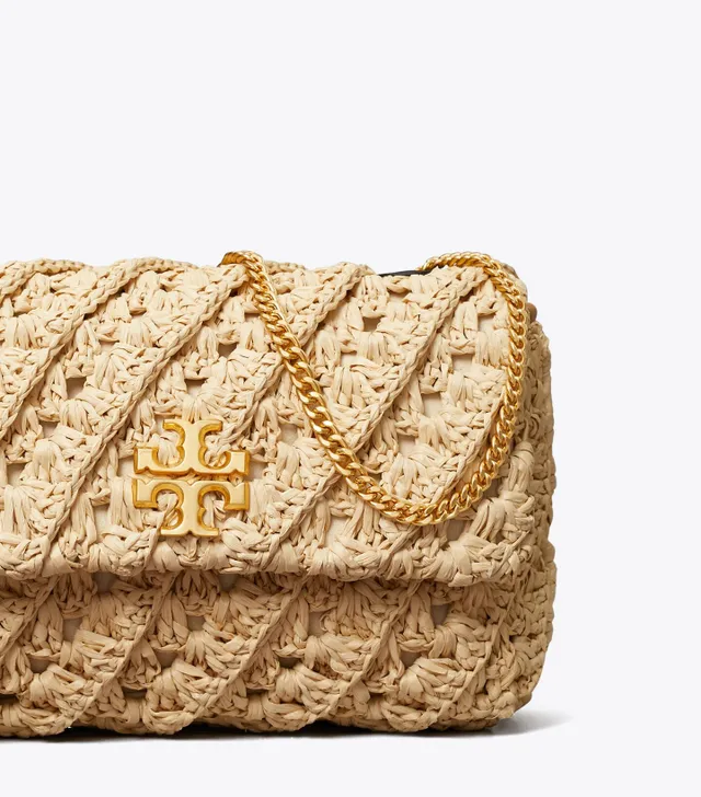 Tory Burch Kira Crochet Raffia Shoulder Bagbeige - Natural