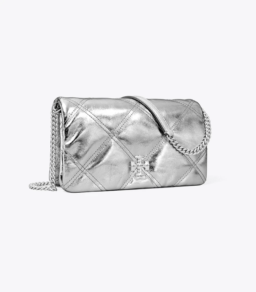 Kira Diamond Quilt Metallic Chain Wallet